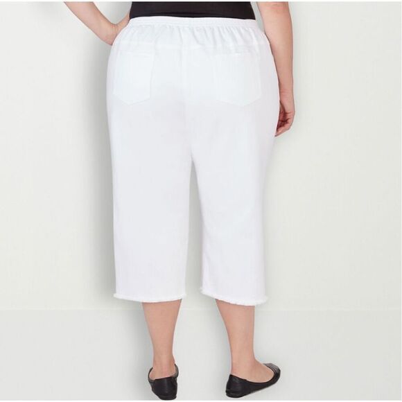 ALFRED DUNNER Capri Pants 22W White Slimming Stretch Blue Bayou Mid Rise Plus - Picture 5 of 15